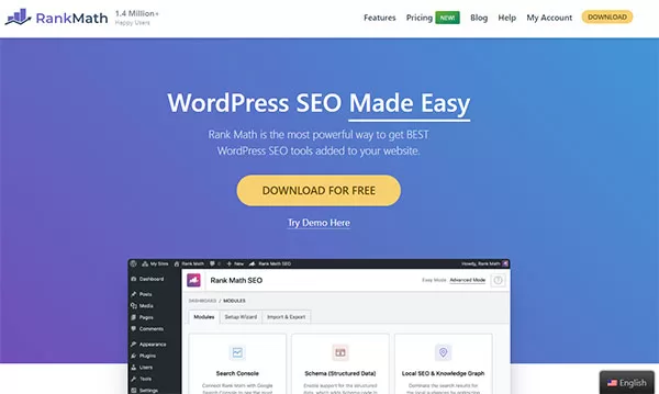 Rank Math SEO - Một trong các công cụ SEO hỗ trợ tối ưu Onpage tốt nhất cho website WordPress