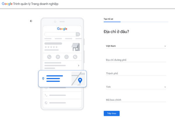 Nhập chi tiết địa chỉ doanh nghiệp