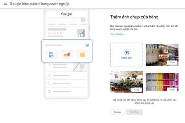 Thêm hình ảnh sản phẩm dịch vụ hoặc ảnh chụp doanh nghiệp