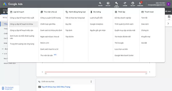 Truy cập vào chức năng Google Keyword Planner