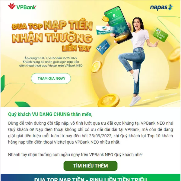 Email Marketing từ một ngân hàng tại Việt Nam