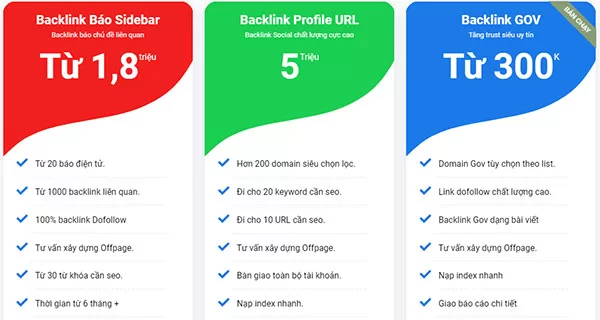 Ví dụ về báo giá mua backlink