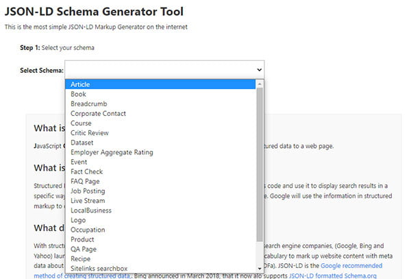 Chọn mục Article trong phần Select Schema