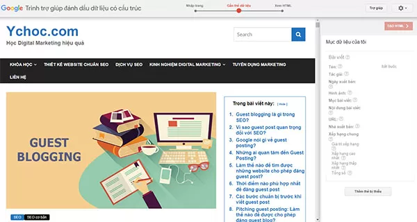 Gắn thẻ dữ liệu cho các thông tin trên trang web