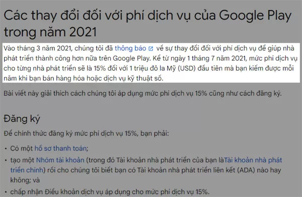 Google Play Store giảm phí còn 15% cho các nhà phát triển nhỏ