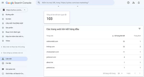 Kiểm tra backlink trên Google Search Console
