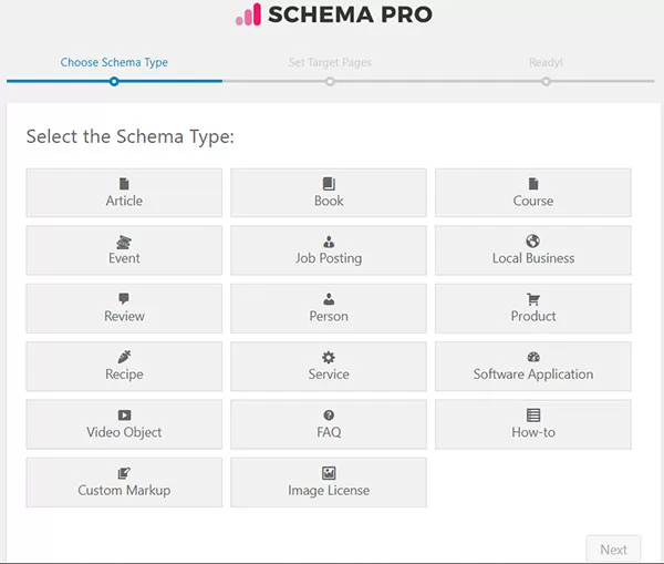 Các loại dữ liệu cấu trúc có thể được thêm vào website thông qua plugin Schema Pro trên WordPress
