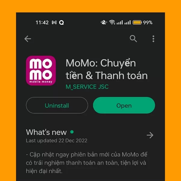 Ví dụ về cách tối ưu hóa tiêu đề ứng dụng giống với Momo