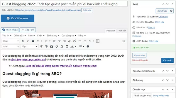 Truy cập vào phần chỉnh sửa bài viết trên WordPress