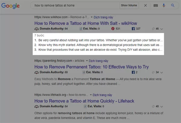 Ví dụ về dữ liệu có cấu trúc How-to đối với trang web Wikihow