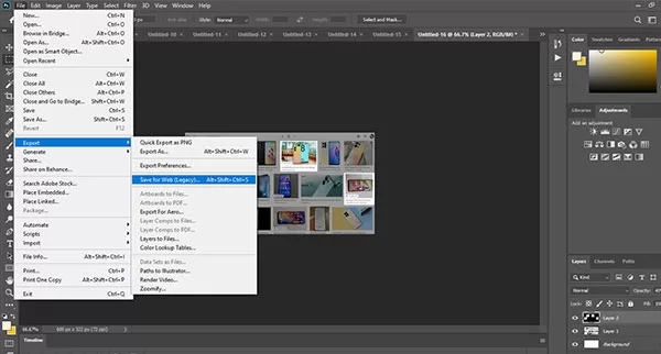 Sử dụng chức năng Save for Web trên Photoshop để nén dung lượng hình ảnh