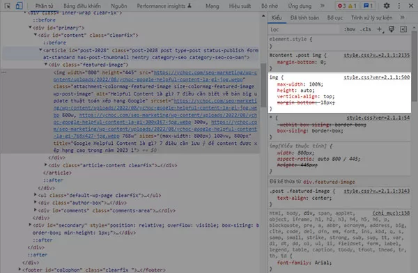 Thiết lập hình ảnh responsive trên website