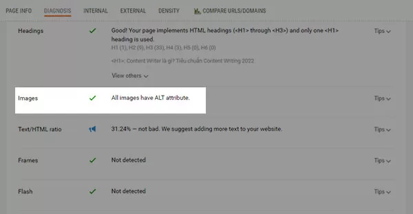 Kiểm tra thẻ ALT trên trang web bằng công cụ SEOQuake