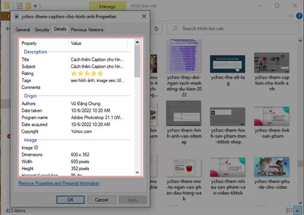 Thêm siêu dữ liệu (metadata) cho hình ảnh
