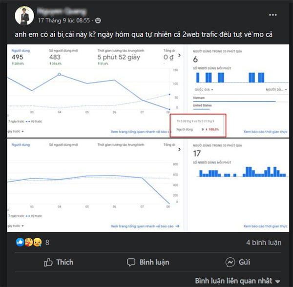 Website bị giảm mạnh về traffic do thuật toán Google được cập nhật