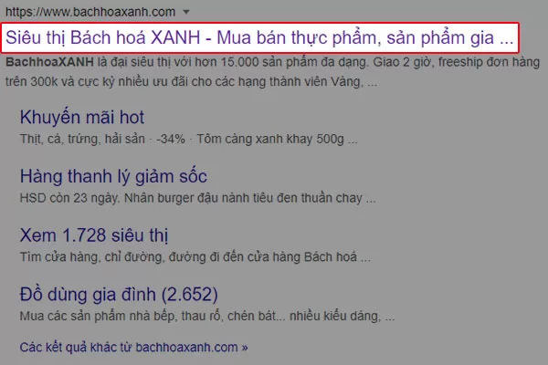 Thẻ tiêu đề (Meta Title) trên trang chủ website rất chung chung, không nhắm đến một sản phẩm hoặc dịch vụ cụ thể nào
