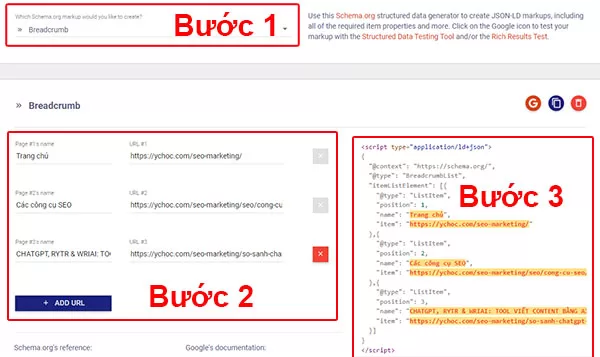 Hướng dẫn 3 bước tạo mã HTML loại JSON-LD cho Schema Breadcrumb