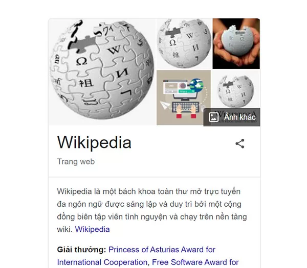 Sơ đồ tri thức của Google về Wikipedia