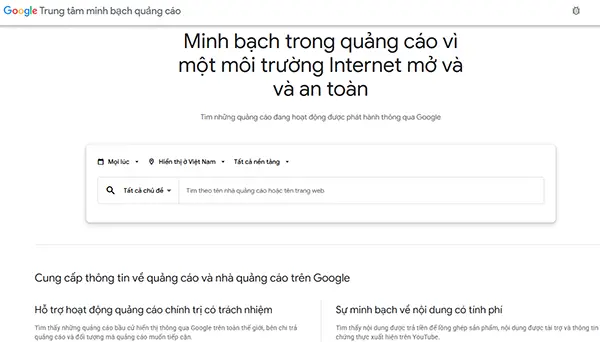 Công cụ Google Ads Transparency