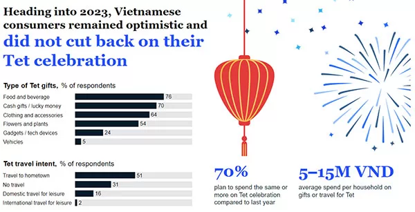 Khảo sát chi tiêu dịp Tết 2023 (Nguồn: McKinsey, 02/2023)
