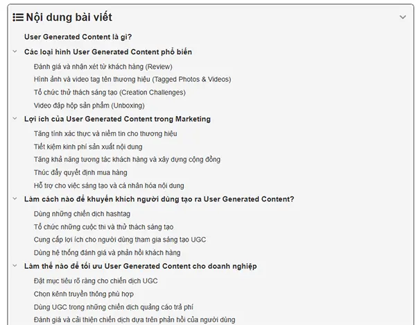 Phân tích Subheading (tiêu đề phụ) trong bài viết của đối thủ