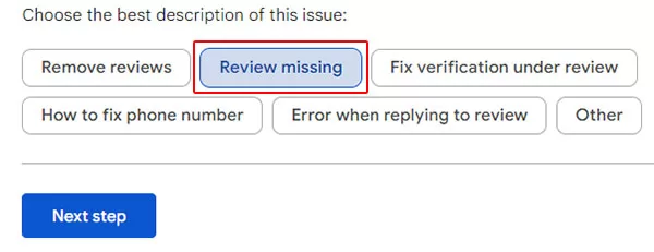 Chọn mục Review missing