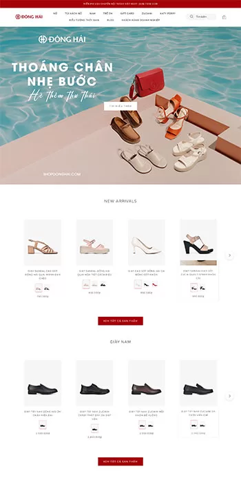 Mẫu website bán giày online của Giày Đông Hải