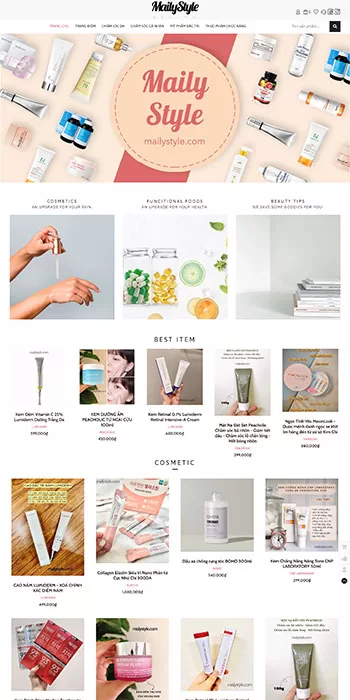 Mẫu website bán hàng mỹ phẩm của Mailystyle