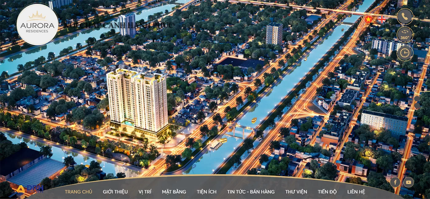 Mẫu website chủ đầu tư dự án bất động sản Aurora Residences