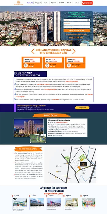 Mẫu website giới thiệu dự án bất động sản The Western Capital