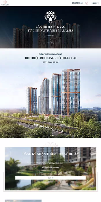 Mẫu website one-page giới thiệu dự án bất động sản The Eaton Park