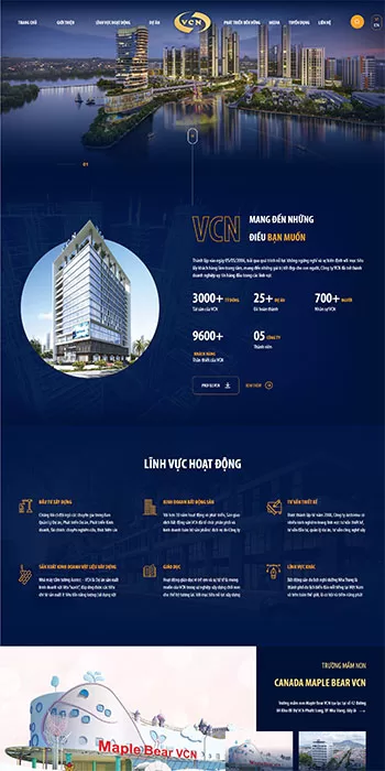 Mẫu website sàn giao dịch bất động sản VCN
