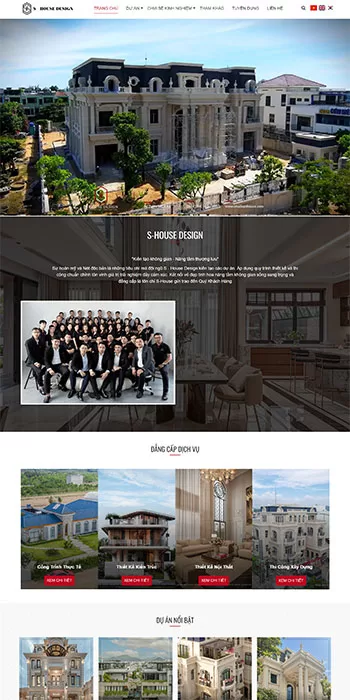 Mẫu website thiết kế nội thất S-House Design