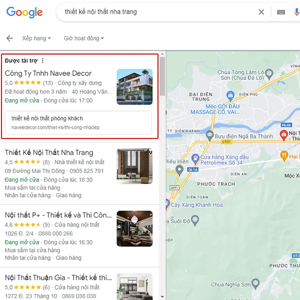 Mẫu quảng cáo trên Google Maps