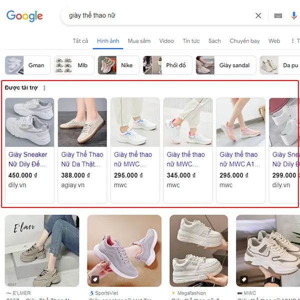 Quảng cáo Shopping Ads trên Google hình ảnh